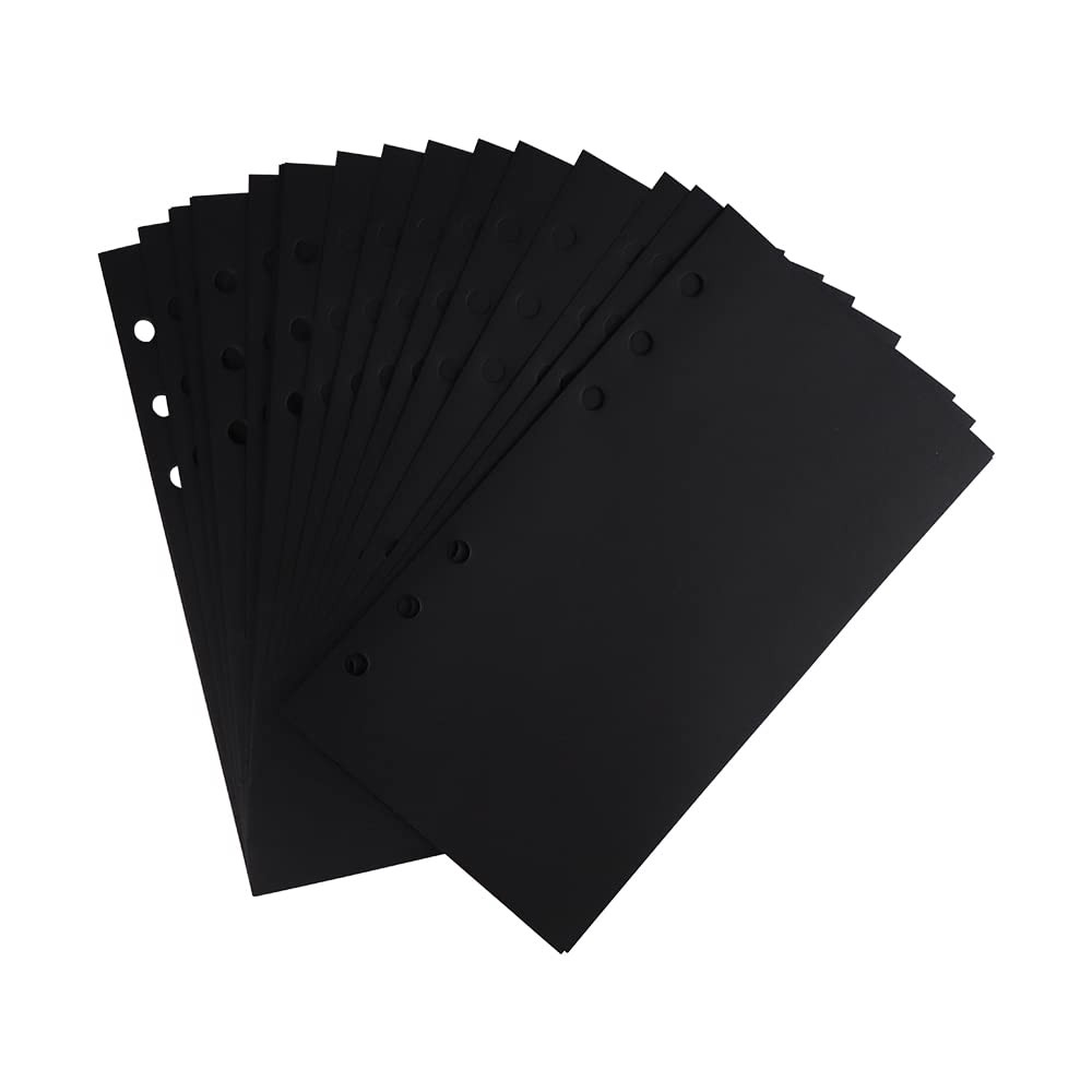 2 Pack A6 Refill Paper Blank 6 Ring Planner Refills Black Blank,