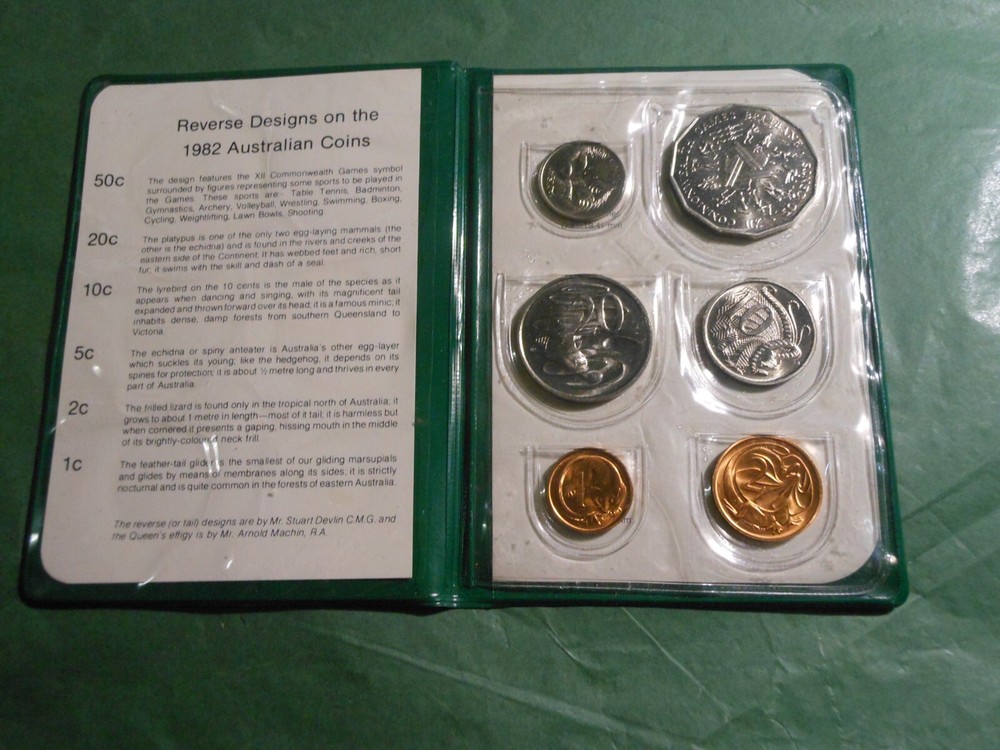 1982 RAM COMMONWEALTH GAMES Coin Mint Set Uncirculated Set 50 20 10 5 2 1 cent