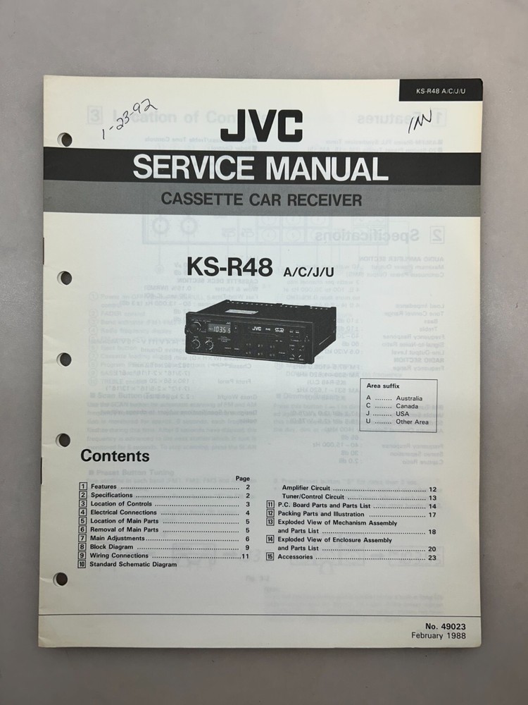JVC KS-R48 Original Service Manual Free Shipping