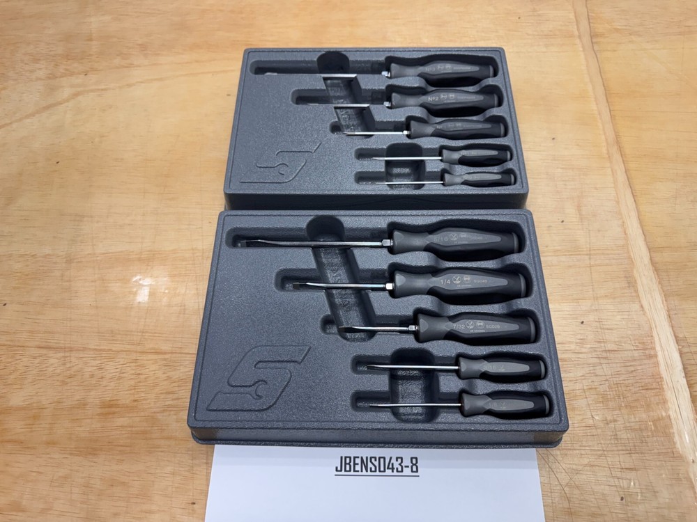 Snap-on Tools NEW 10pc DARK TITANIUM Soft Phillips & Flat Head Screwdriver Sets