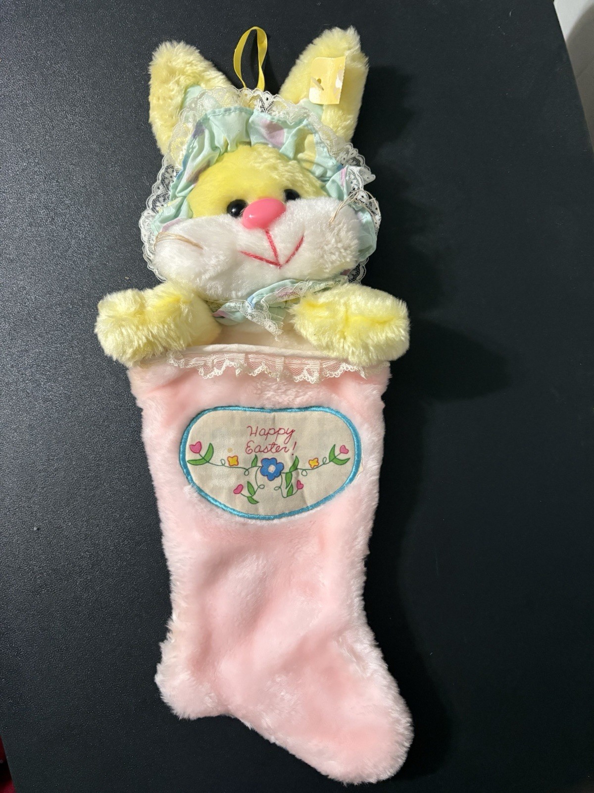 vintage woolworth Well-Made Toy  Easter Bunny Plush Stocking