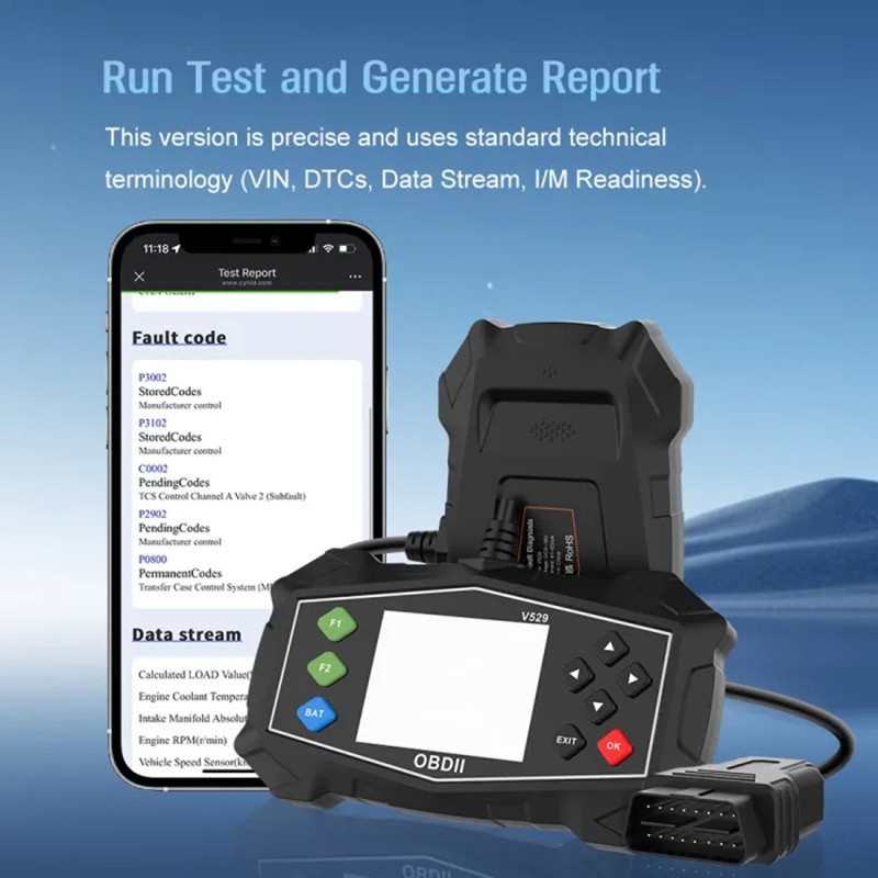 OBD2 Scanner Car Transmission Diagnostic Tool Report Code Reader Battery Tester