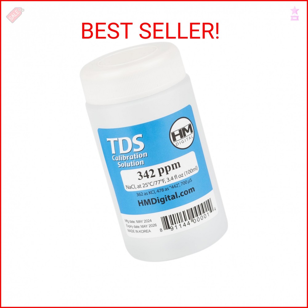 HM Digital C342 TDS and EC Calibration Solution, 342 ppm (NaCl), 90 ml Volume, T