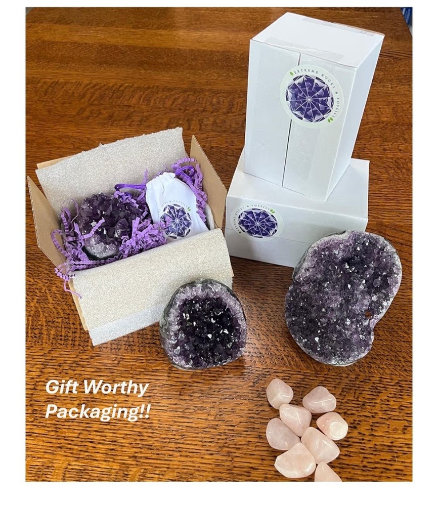 Amethyst Crystal Geode Decorator Pieces with Gift Packaging