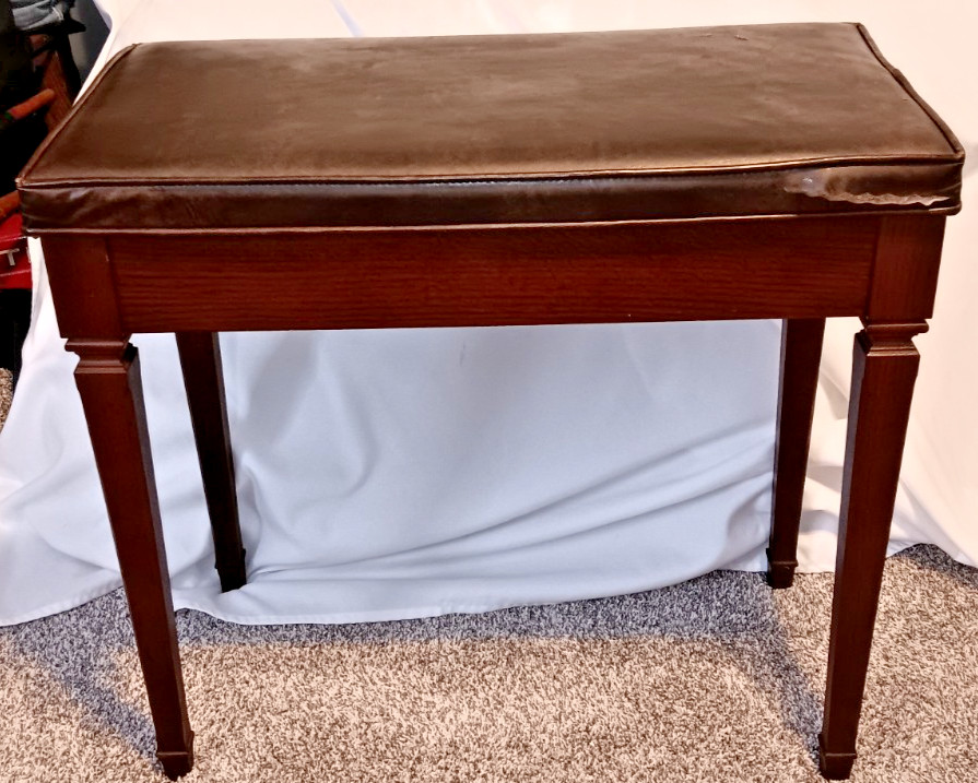 Vintage 1960s Mid Century Modern Piano Organ Bench with Padded flip top Storage