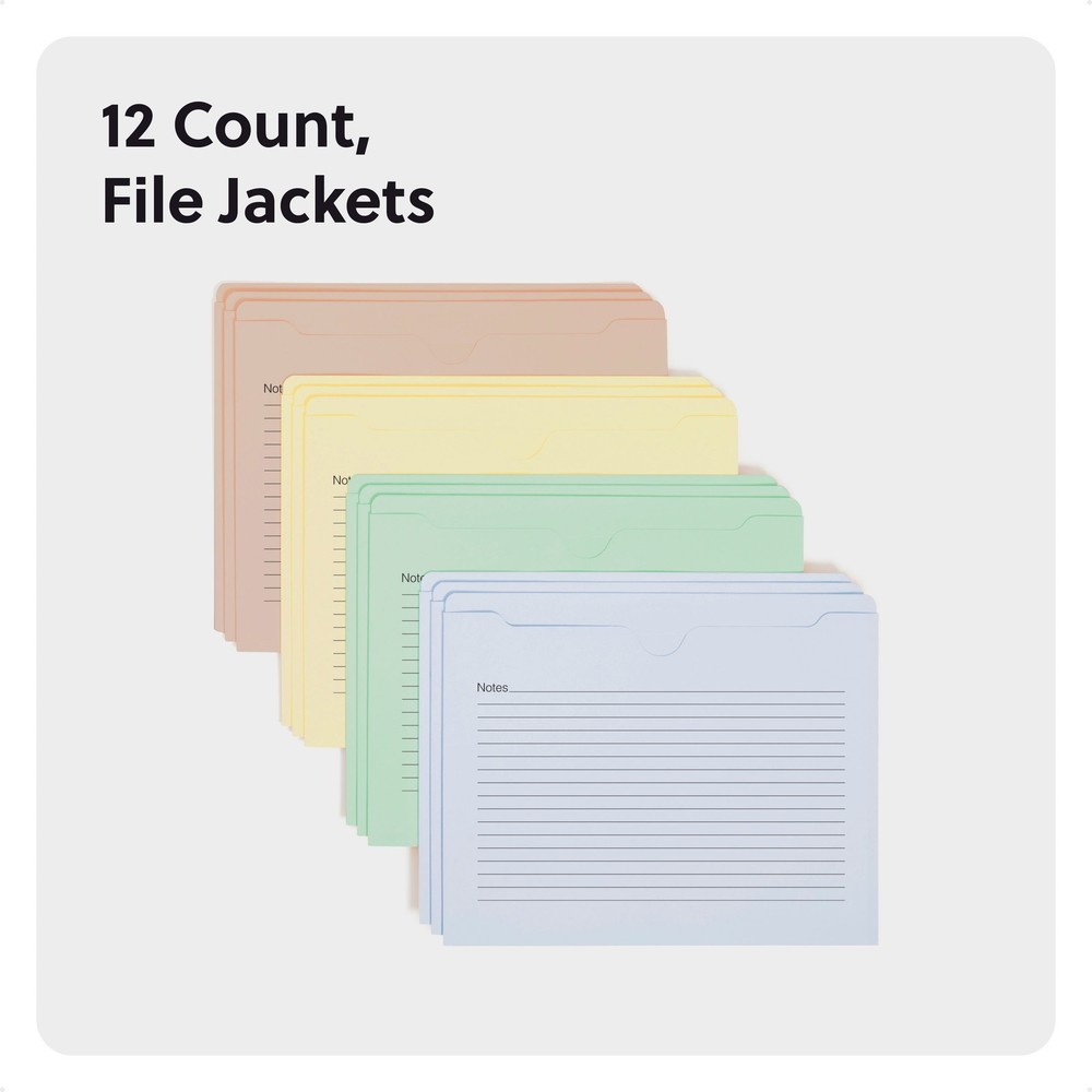 File Jacket W/ Notes Top Tab Straight Tab Cut Letter Size Assorted Colors