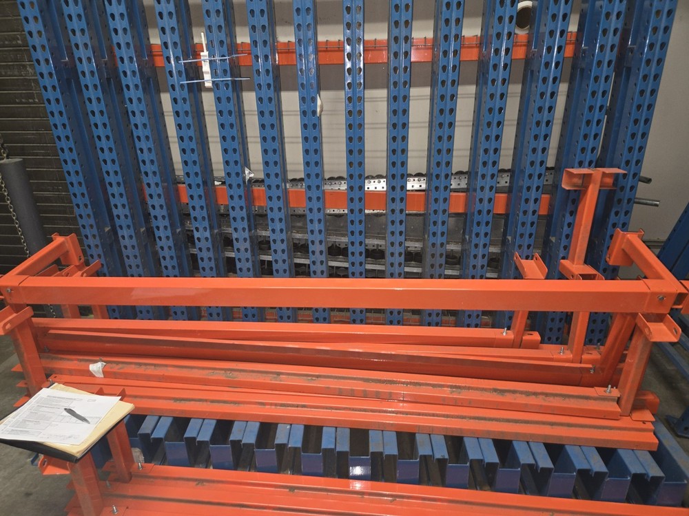 Cantilever Racking with Wire Decking, Orange and Blue
