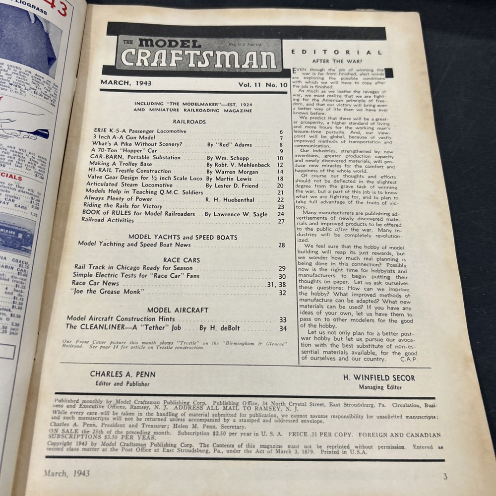 Model Craftsman March, 1943