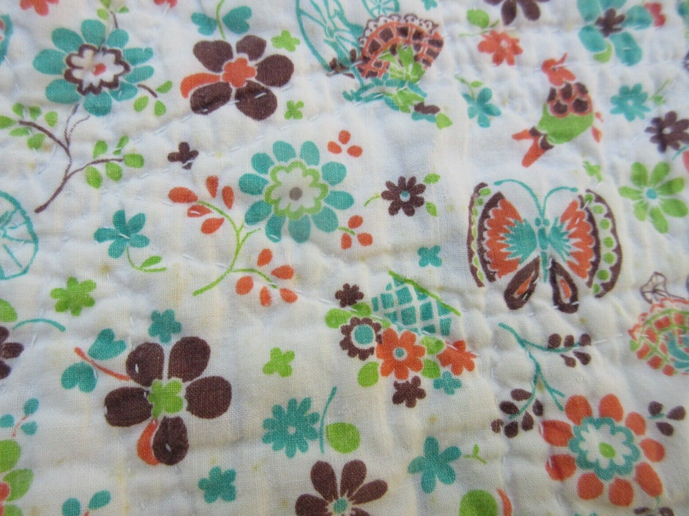 Quilted Patchwork Quilt Hand Sewn 74" x 49"