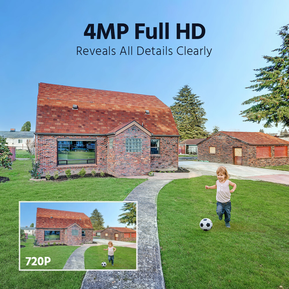 ANNKE HD 4MP PT Wireless PIR Security Camera System Solar Powered Two Way Audio