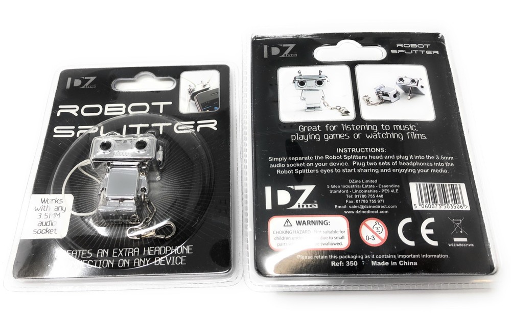 Robot Headphone Earphone Splitter 3.5mm Jack For Audio Sharing Chrome