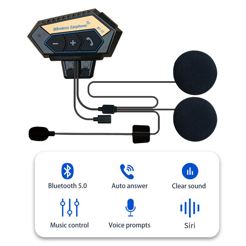 Motorcycle Helmet Intercom Speaker Bluetooth Headset & mic Waterproof Hands-Free