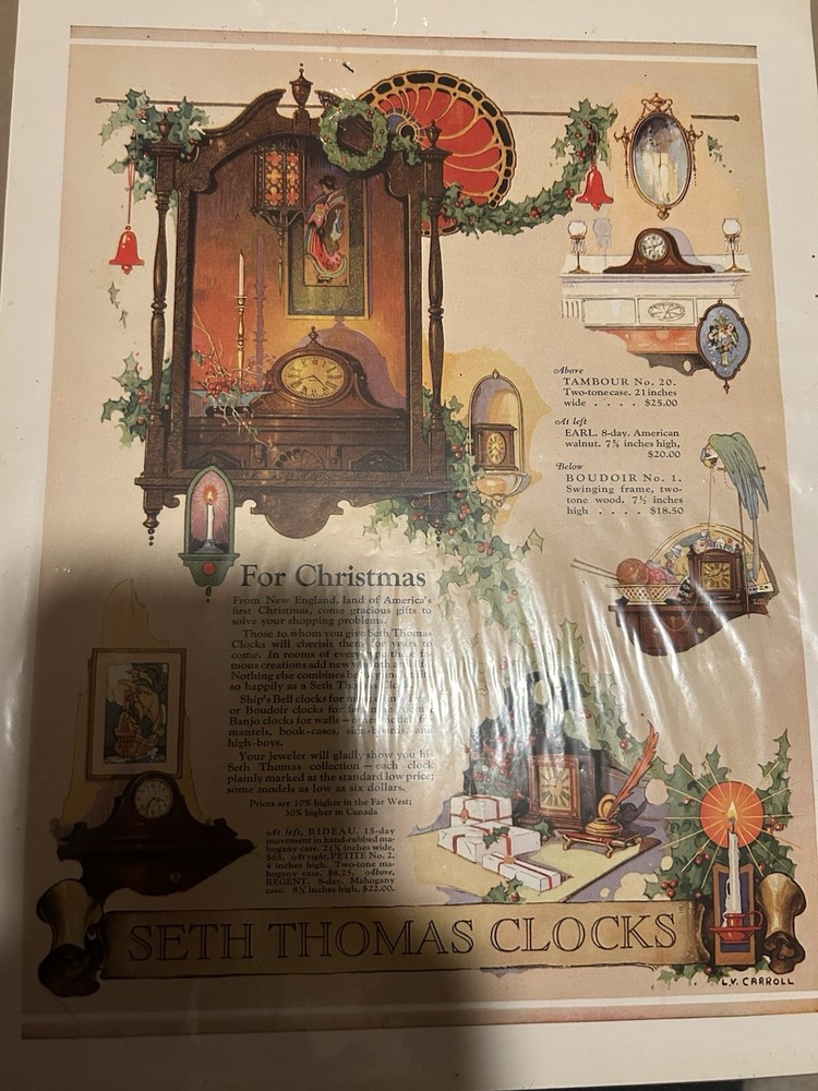 Vintage Seth Thomas Clock Advertisement Original Ad.