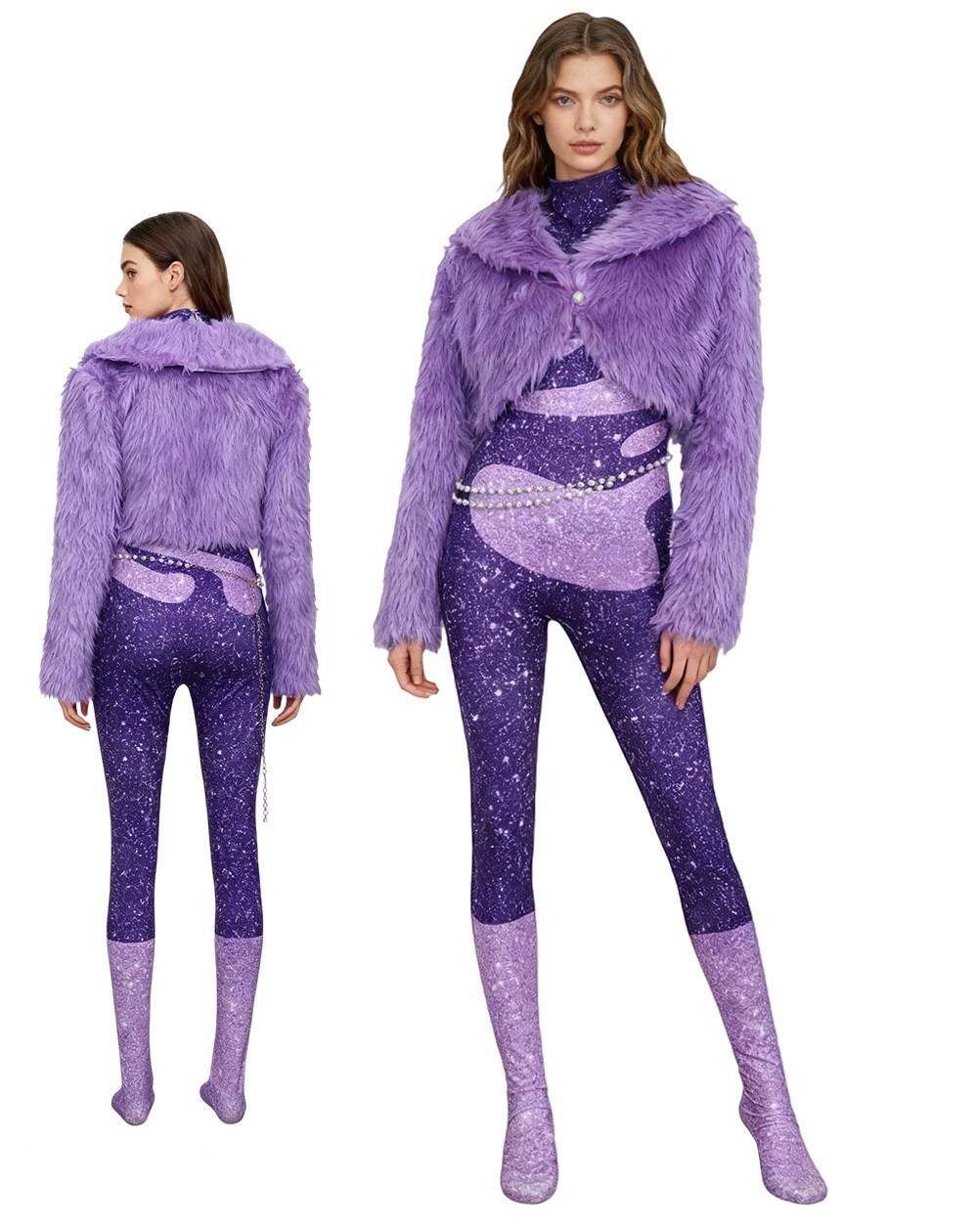 Kids Zootopia 2 Gazelle Cosplay Costume Antelope Singer Jumpsuit Purple Coat