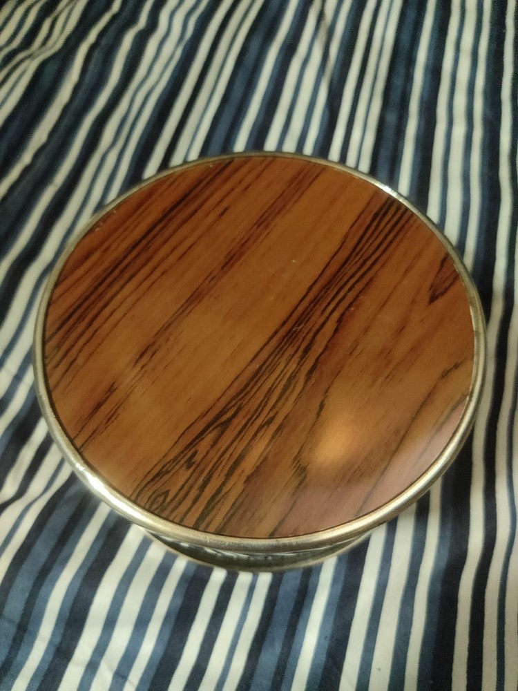 Silver-Plated Round Wine Coaster Dish with Formica Base