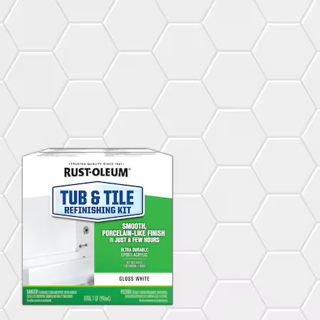 Rust-Oleum 384165 Tub And Tile Refinishing Kit, White, Gloss, 1 Qt, 70 To 110