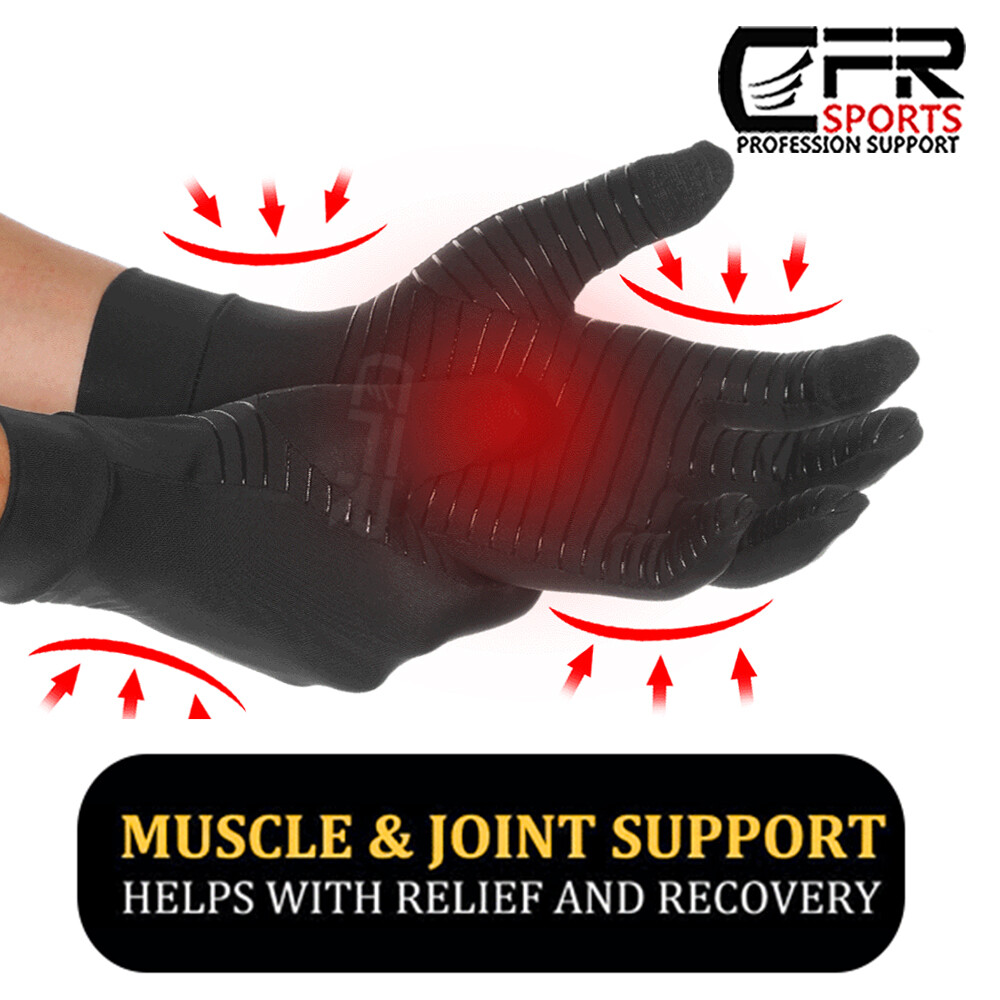 CFR Copper Compression Arthritis Gloves Finger Carpal Tunnel Typing Support Hand