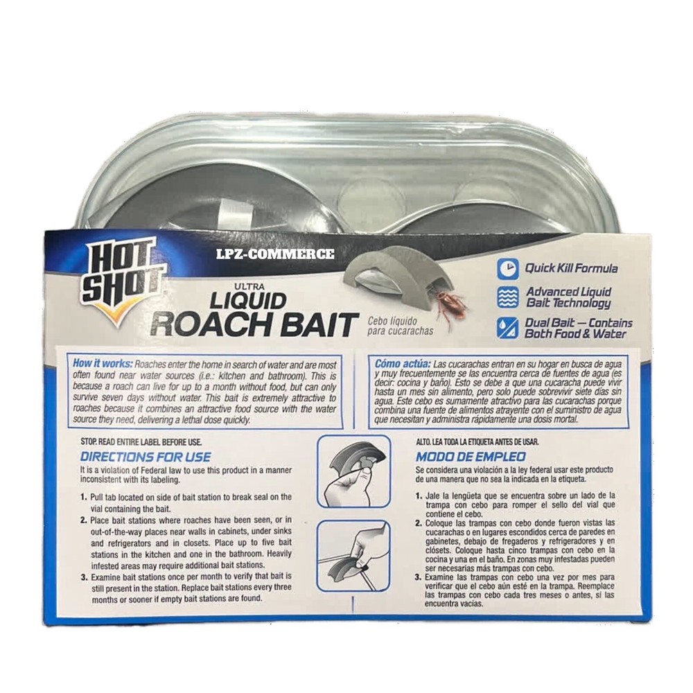 HOT SHOT ULTRA LIQUID ROACH BAIT - 6 COUNT - KILLS ROACHES FAST!!