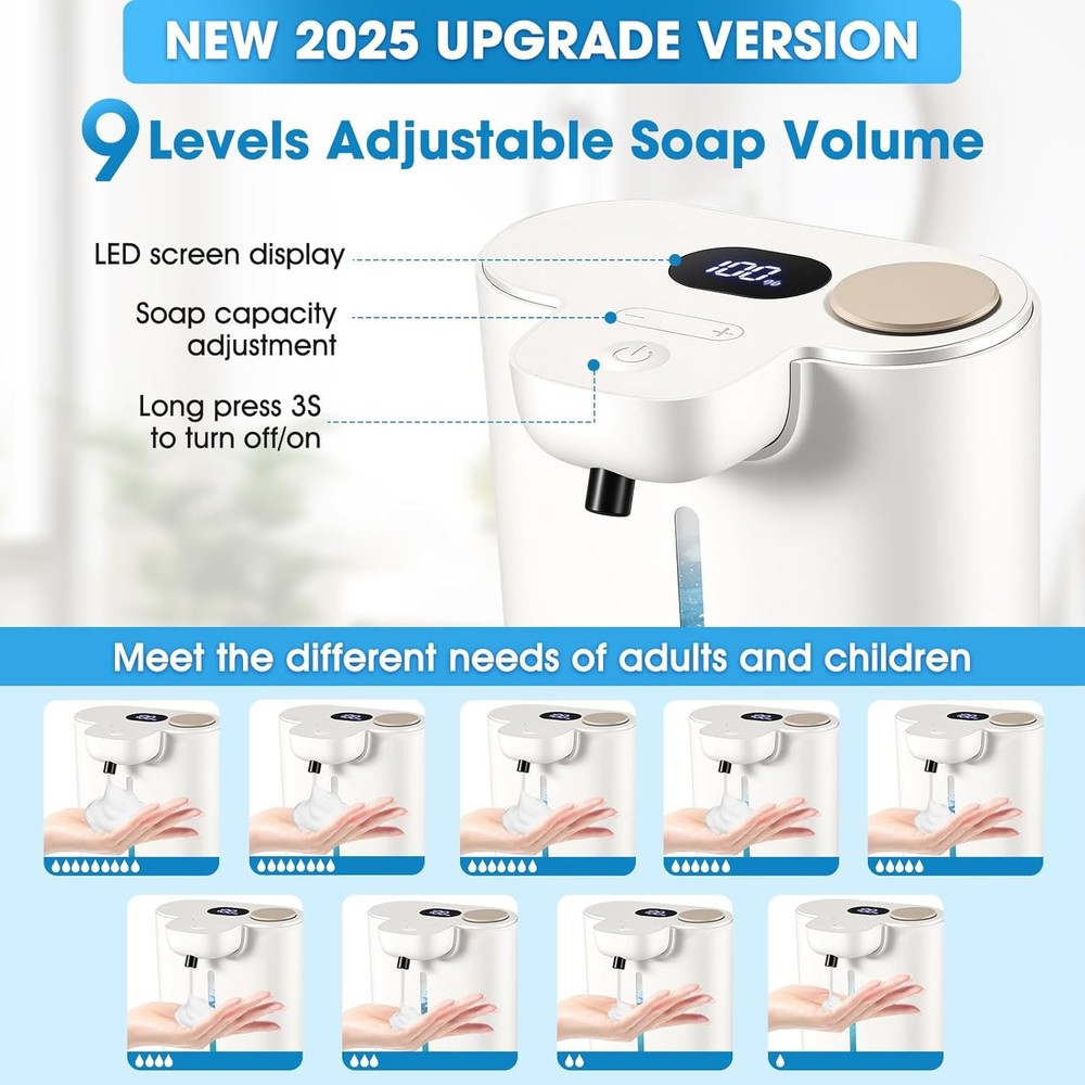 Automatic Soap Dispenser, Touchless Foaming Soap Dispenser, 500ml Rechargeable
