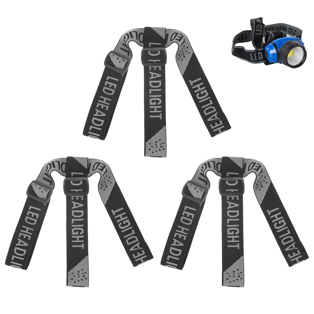 3-Pack Headlamp Strap Replacement Headband for Camping Black Gray