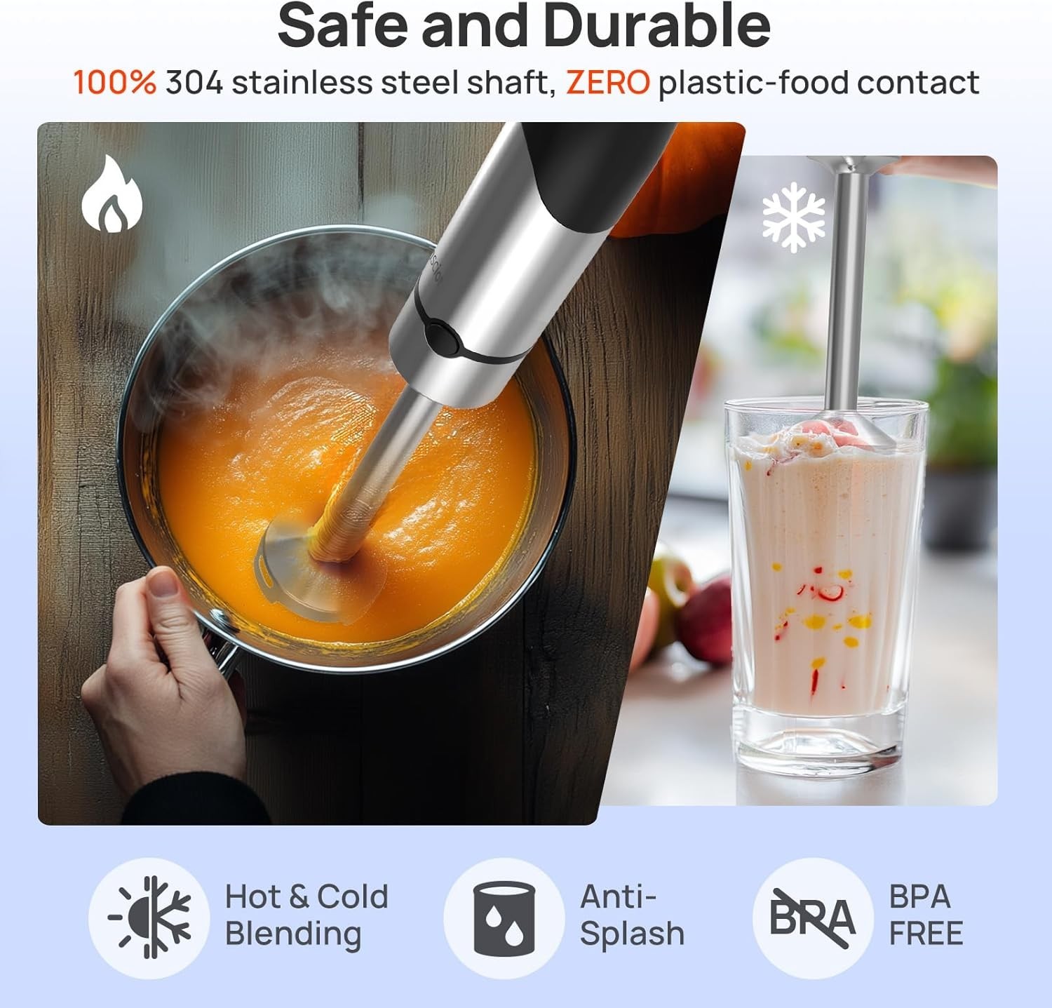 Professional 1100W Immersion Blender: Perfect for Soups, Sauces & Smoothies