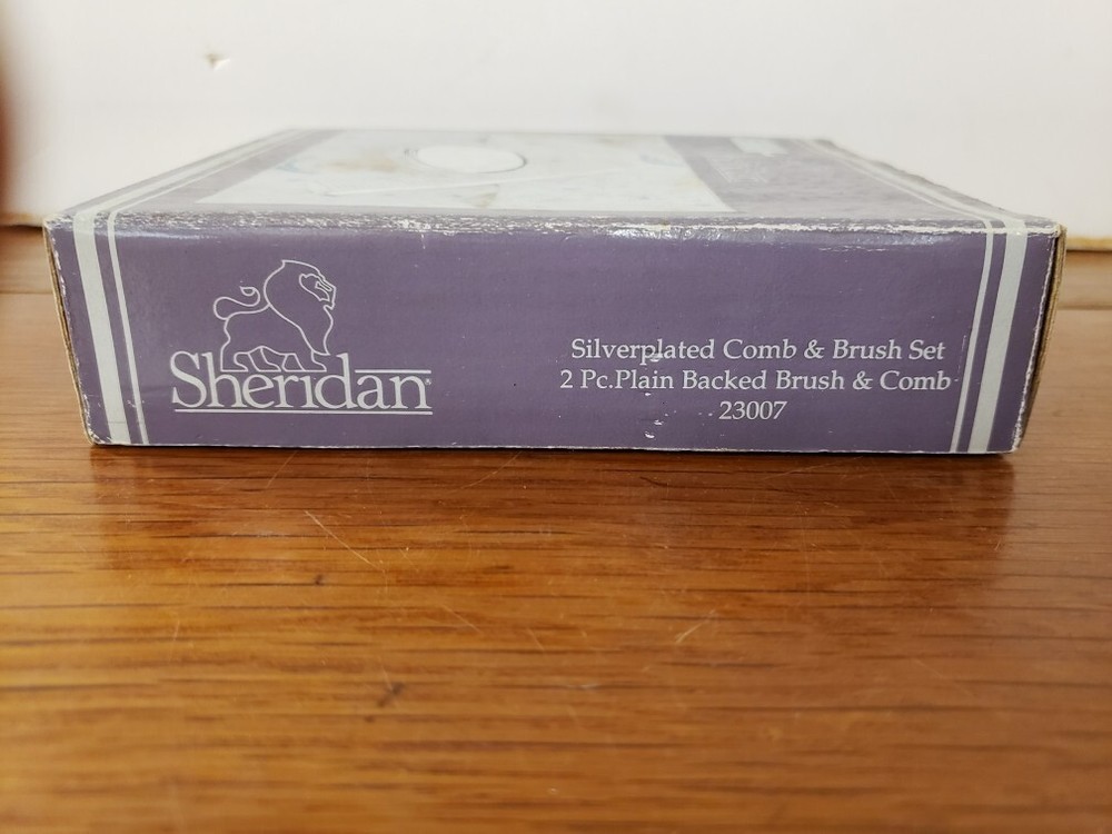Vtg Sheridan Silverplated Plain Back Comb and Brush Set 23007 NIB