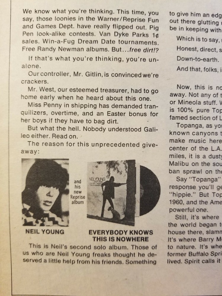 Vintage Ad Neil Young - Don Cooper- Che 1969 LA FREE PRESS Unframed