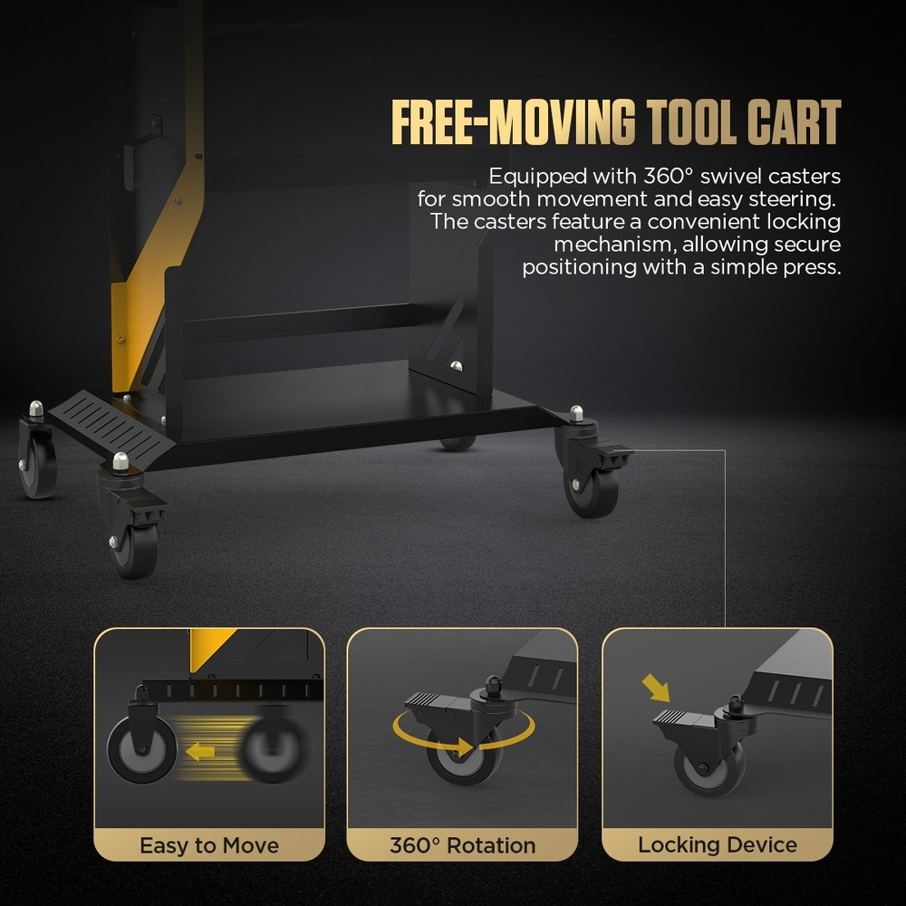 Rolling Tool Chest Tool Organizer Box w/ Rotating Lift Workbench Lockable Wheels