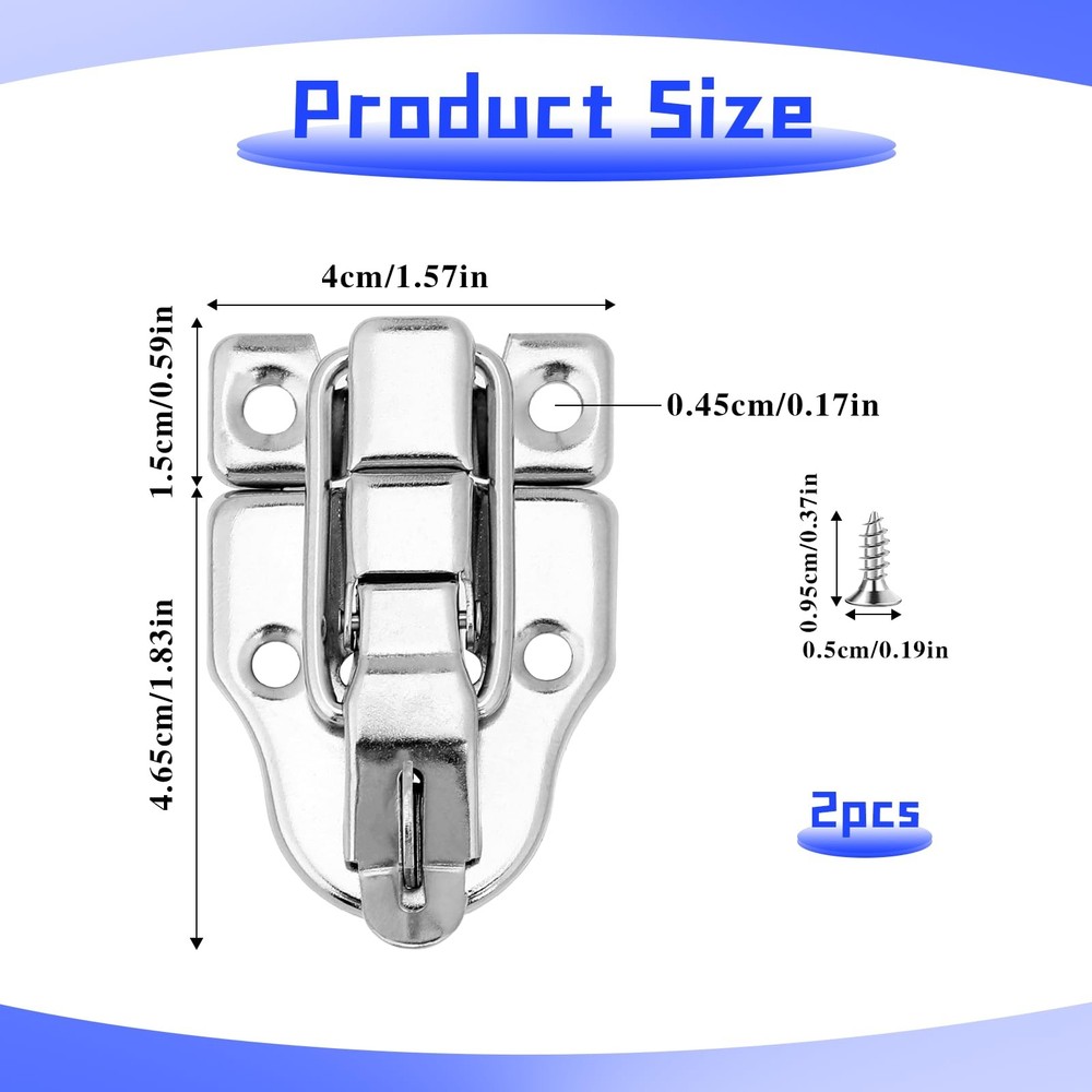 2 Pack Metal Duck-Billed Box Hasp Lock Toggle Latch Catch, Toolbox...