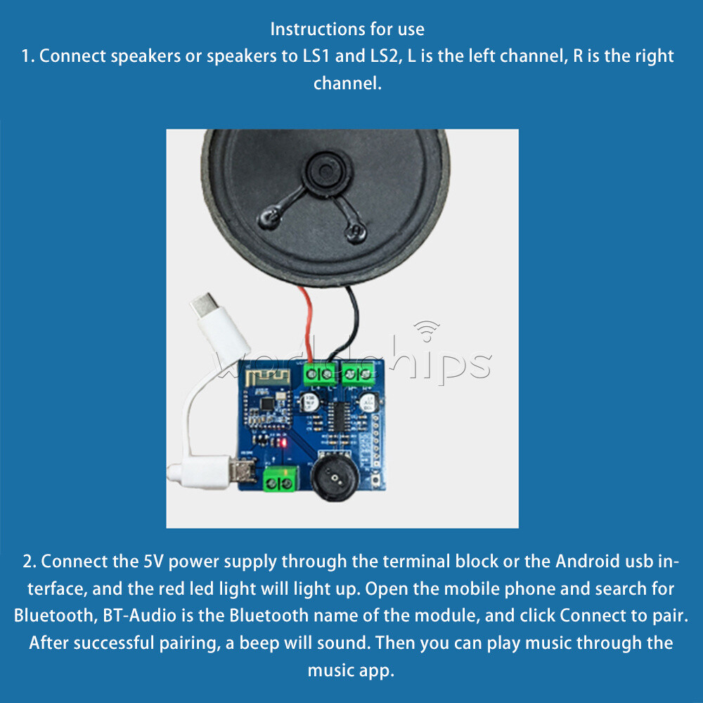 5W*2 Bluetooth 4.2 Audio Module Lossless 2-CH Stereo Low Power Consumption