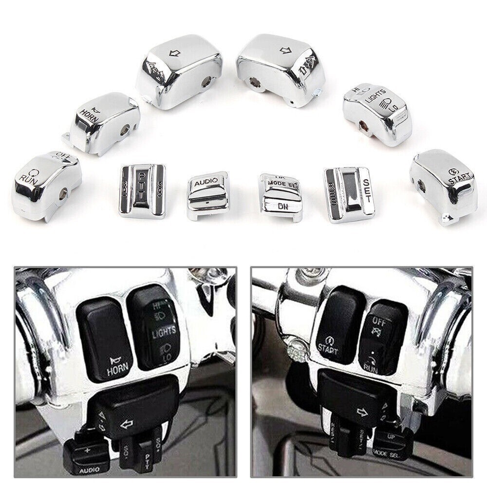 Hand Control Switch Housing Button Cover Cap for Harley Dyna Softail Touring