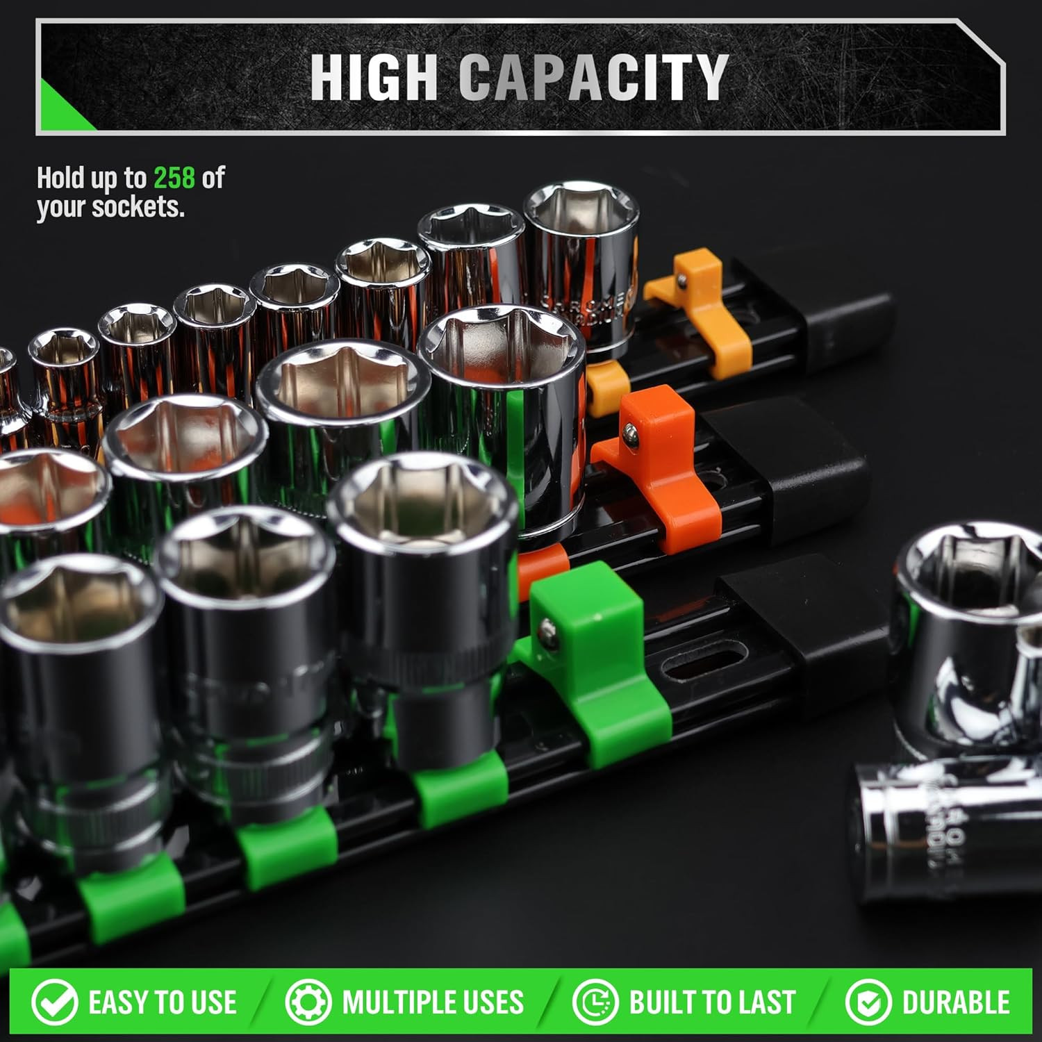 Socket Organizer Set 18-Piece for Tool Box Drawer Holder Clip Rail Trays