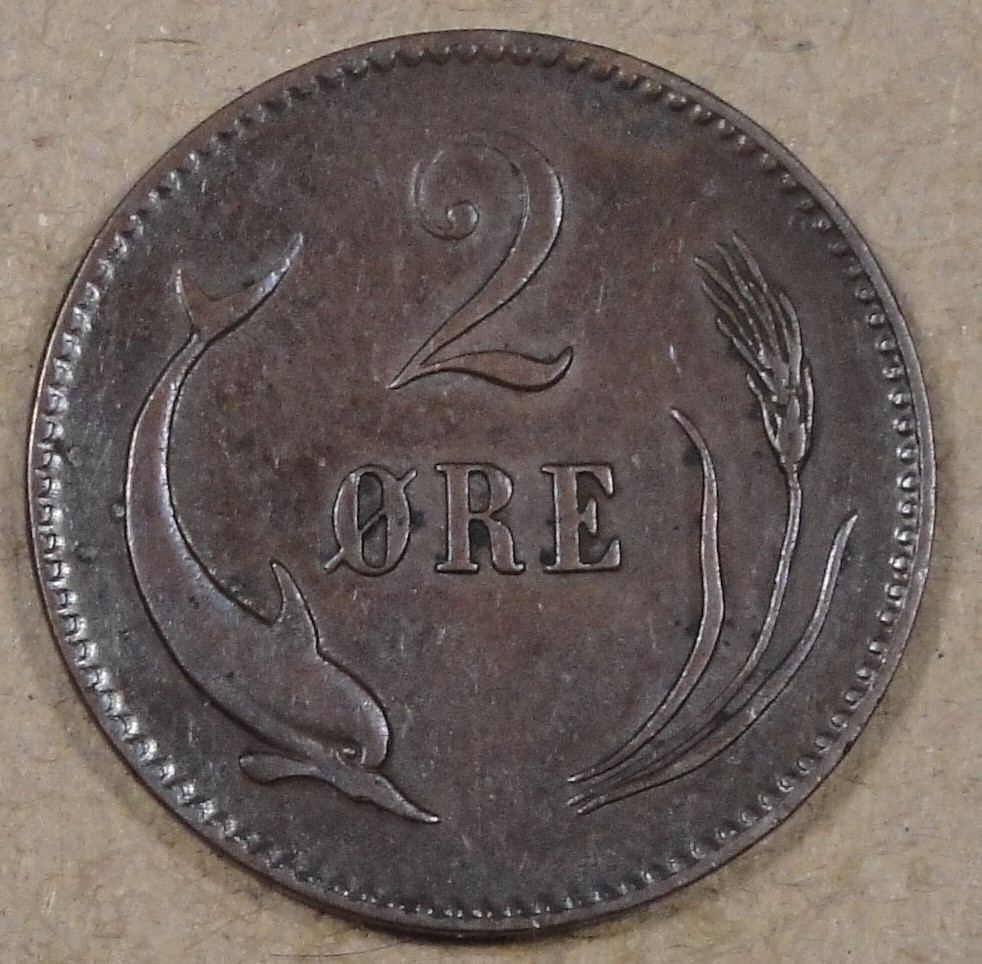 Denmark 1880 2 Ore Better Circulated Grade Coin Light Environmental Issues