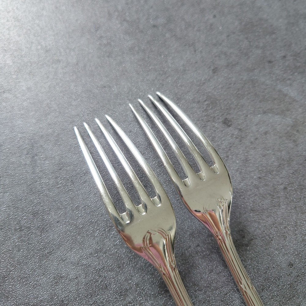 Christofle Rubans 2pcs Silverplate Flatware Dessert Fork Excellent