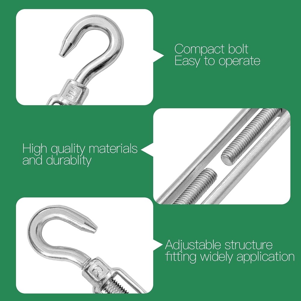 6PCS Adjustable Hook & Hook Turnbuckles - 551lbs Load Capacity for Versatile Use