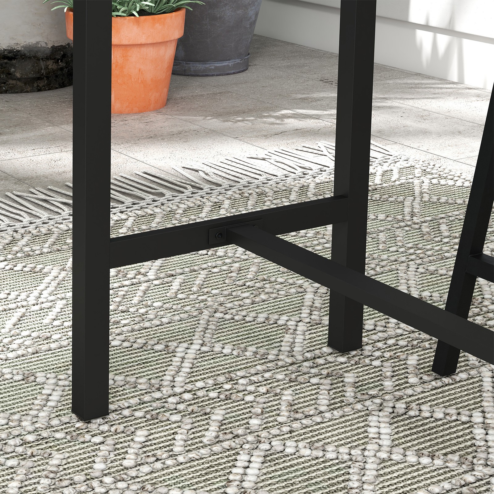 Outsunny 47" Outdoor Bar Table with Built-In Bottle Opener, Steel Frame