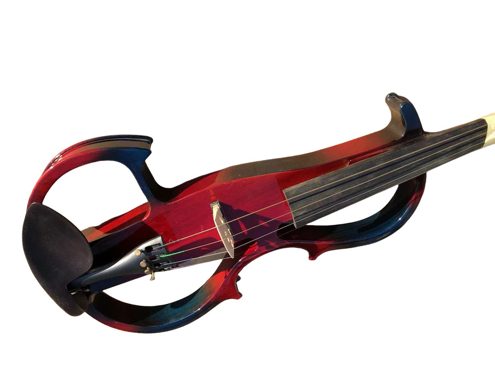 4 String Electric Violin Kit 4/4 Size Solid Wood with Bow and Case,Blue &Red