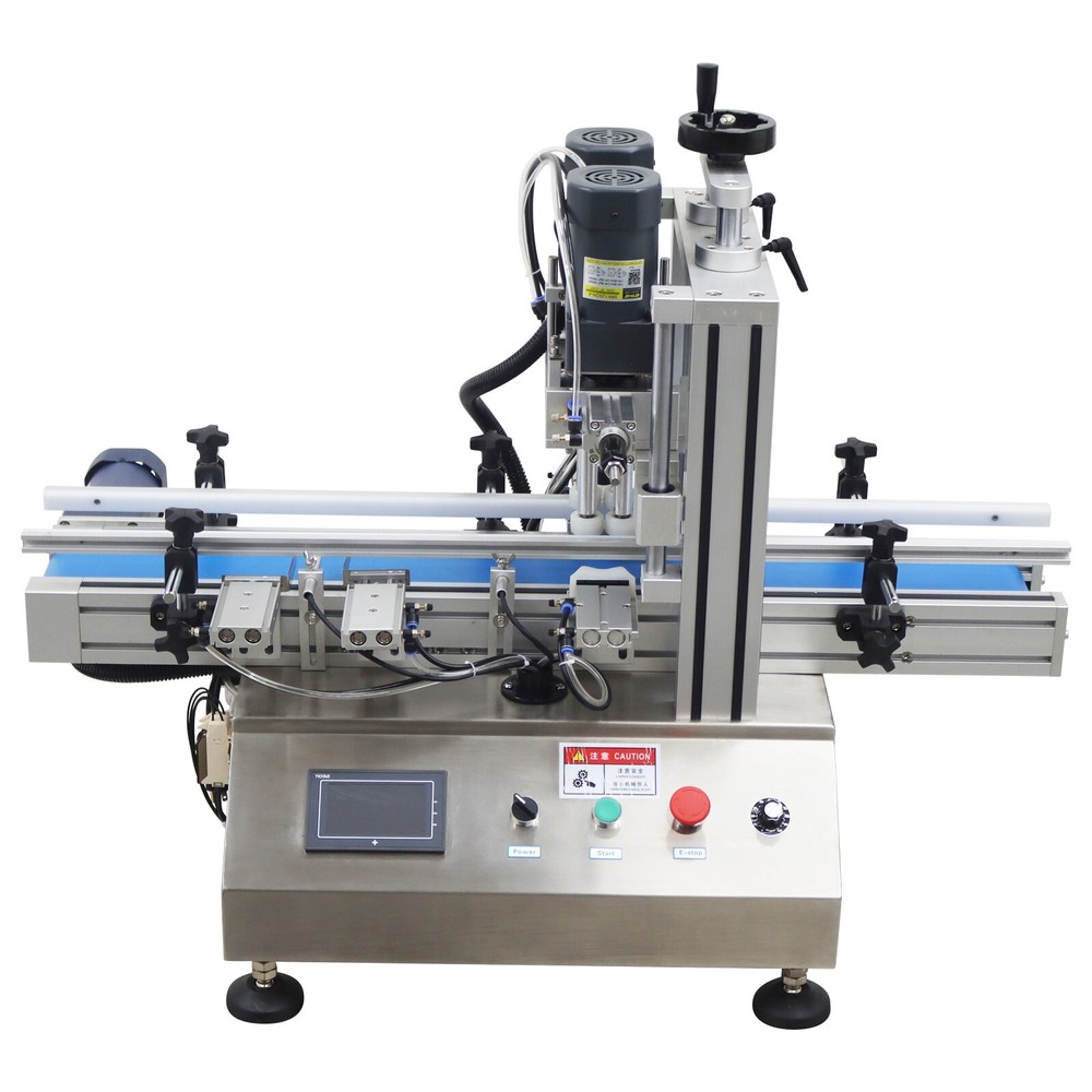 110V Automatic Desktop Conveyor Capping Machine with Touch Panel 20~60bot/min