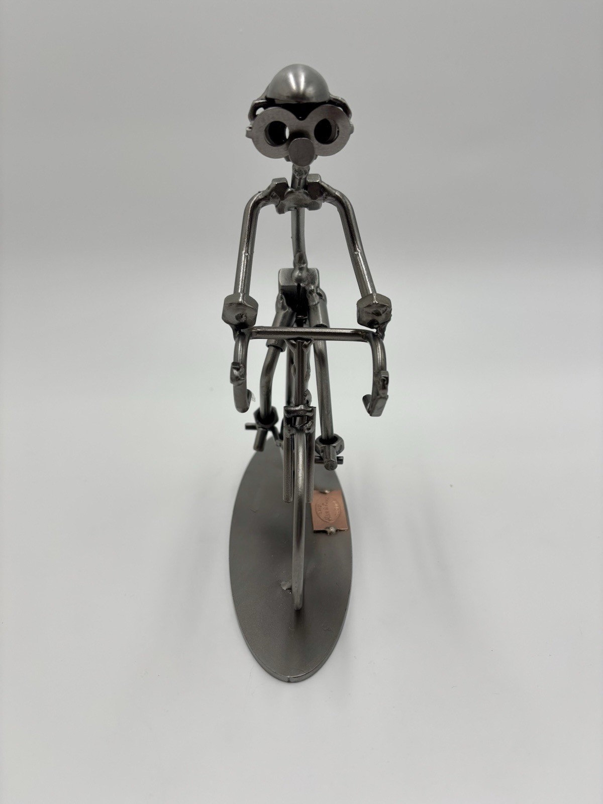 Hinz & Kunst Cyclist Bicycle Rider Metal Sculpture, Handcrafted German Weld Art