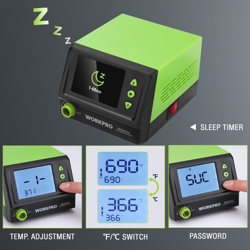 WORKPRO Soldering Station 60W Digital Display 5 Tips Precision Temp Electronic R