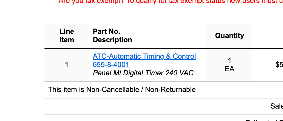 ATC Panel Mounted Digital Timer 655-8-4001
