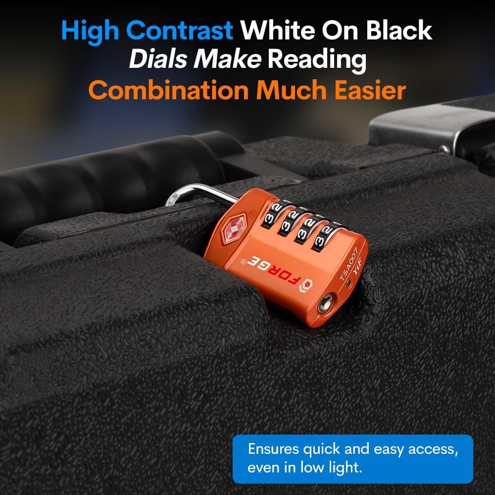 Forge 4-Digit Combination Lock, TSA 4 Pack 4 colors, Multicolor 4 Locks