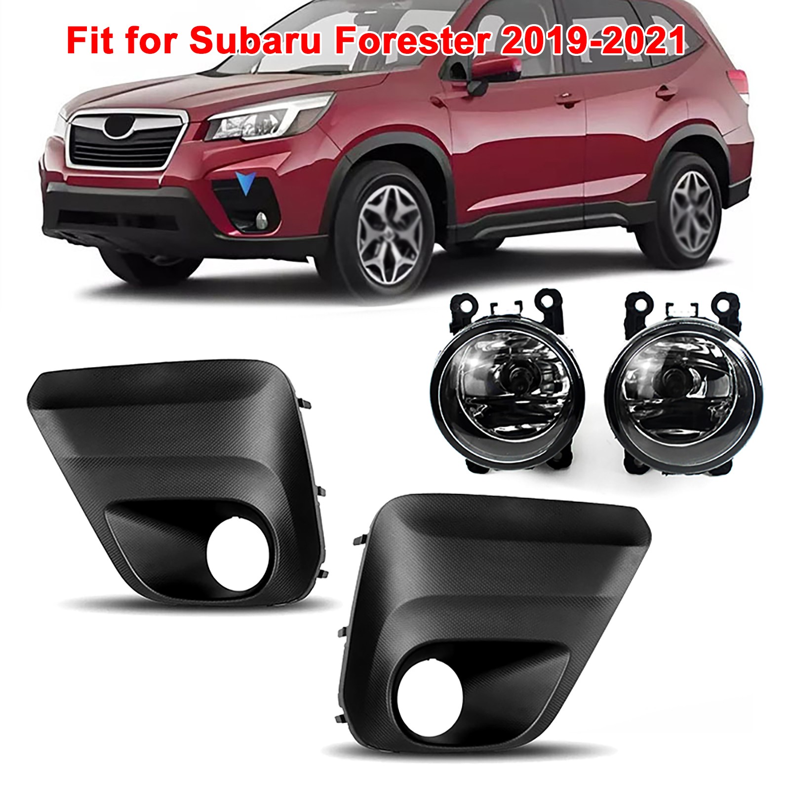 Front Bumper Lamp Fog Light with Bulbs + Cover Set For 2019-2021 Subaru Forester