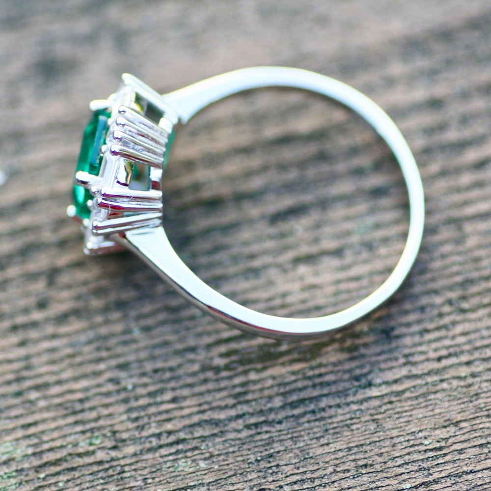 Lab Created Emerald Ring Sterling Silver 925 , May Birthstone , 20th Anniversary