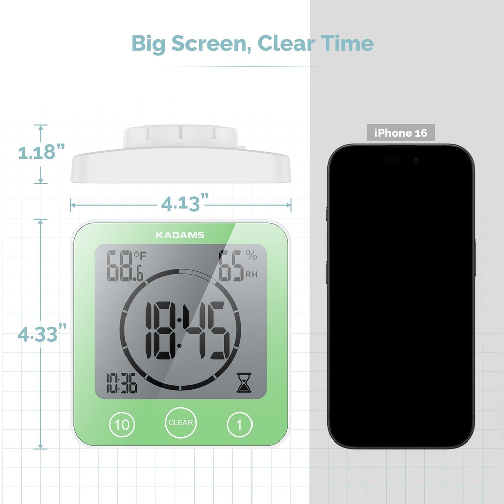 Shower Clock Waterproof Bathroom Timer – Digital Wall Clock with Countdown, M...