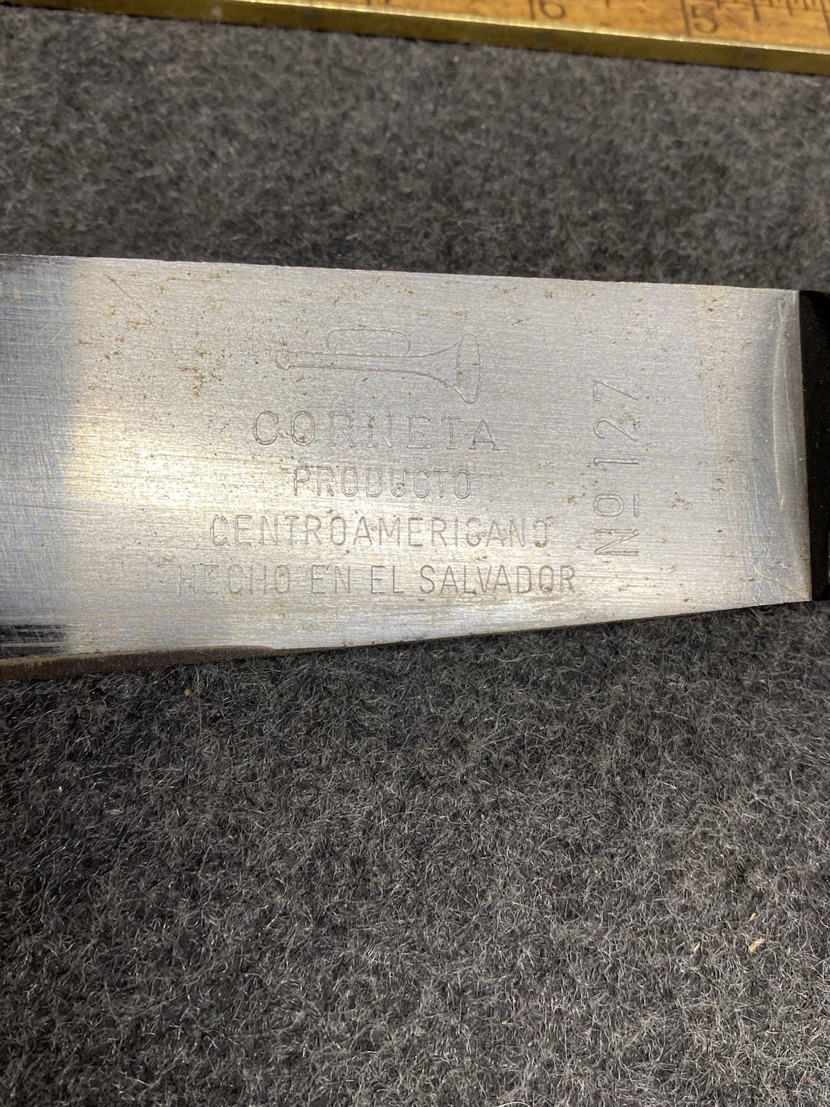 Vintage EL SALVADOR CORNETA Machete No 127 With Leather Scabbard 24” Blade SHARP