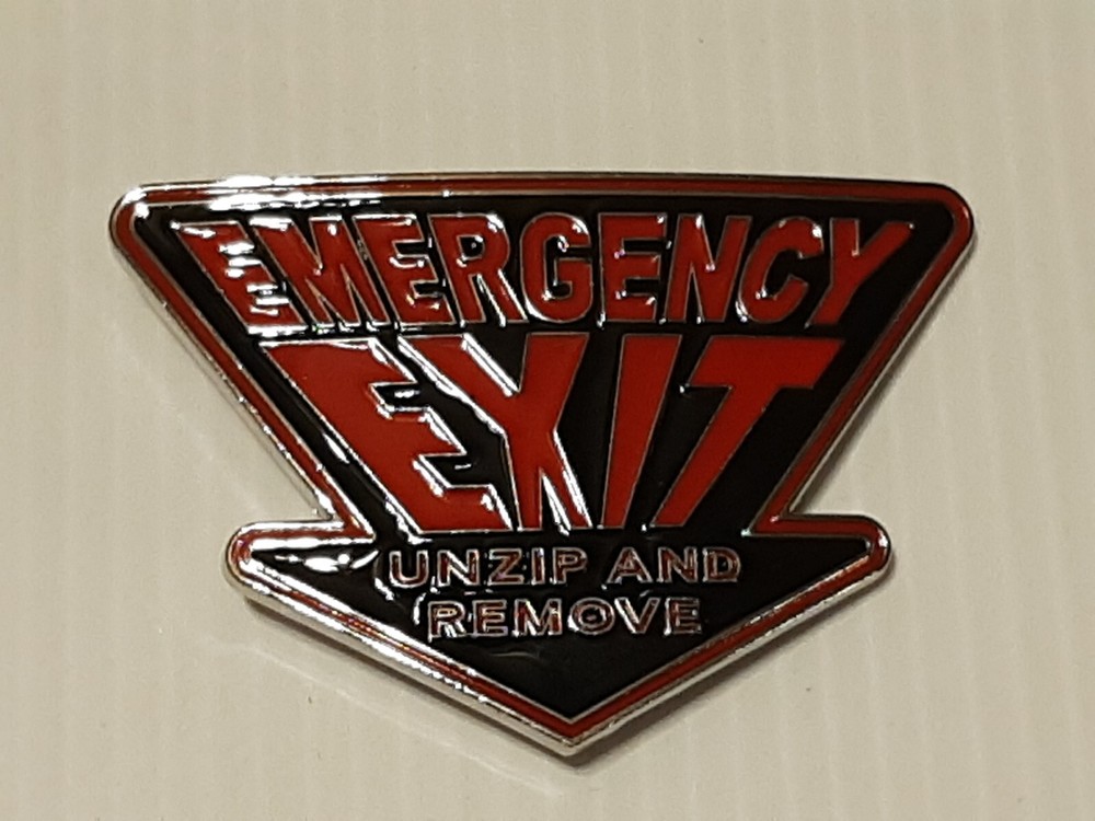 EMERGENCY EXIT UNZIP AND REMOVE Metal Belt Buckle