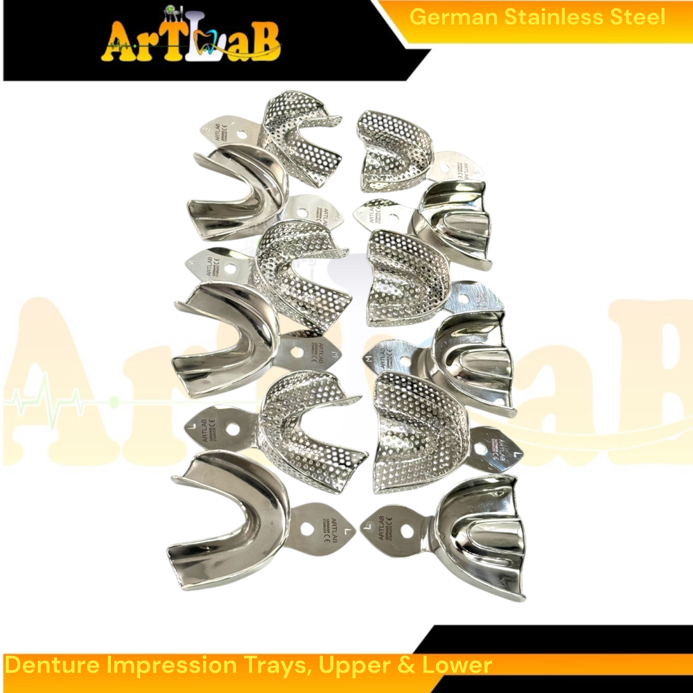 Denture Impression Trays Upper & Lower, Perforated, Non-Perforated, Stainless
