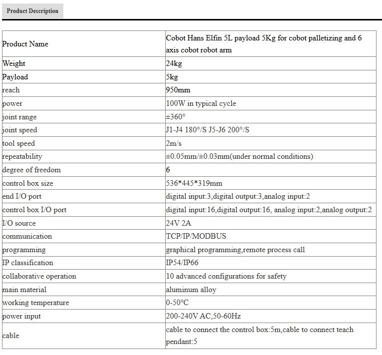 DEMO HANS ELFIN E05 Collaborative Robot – With Pendant & Controller