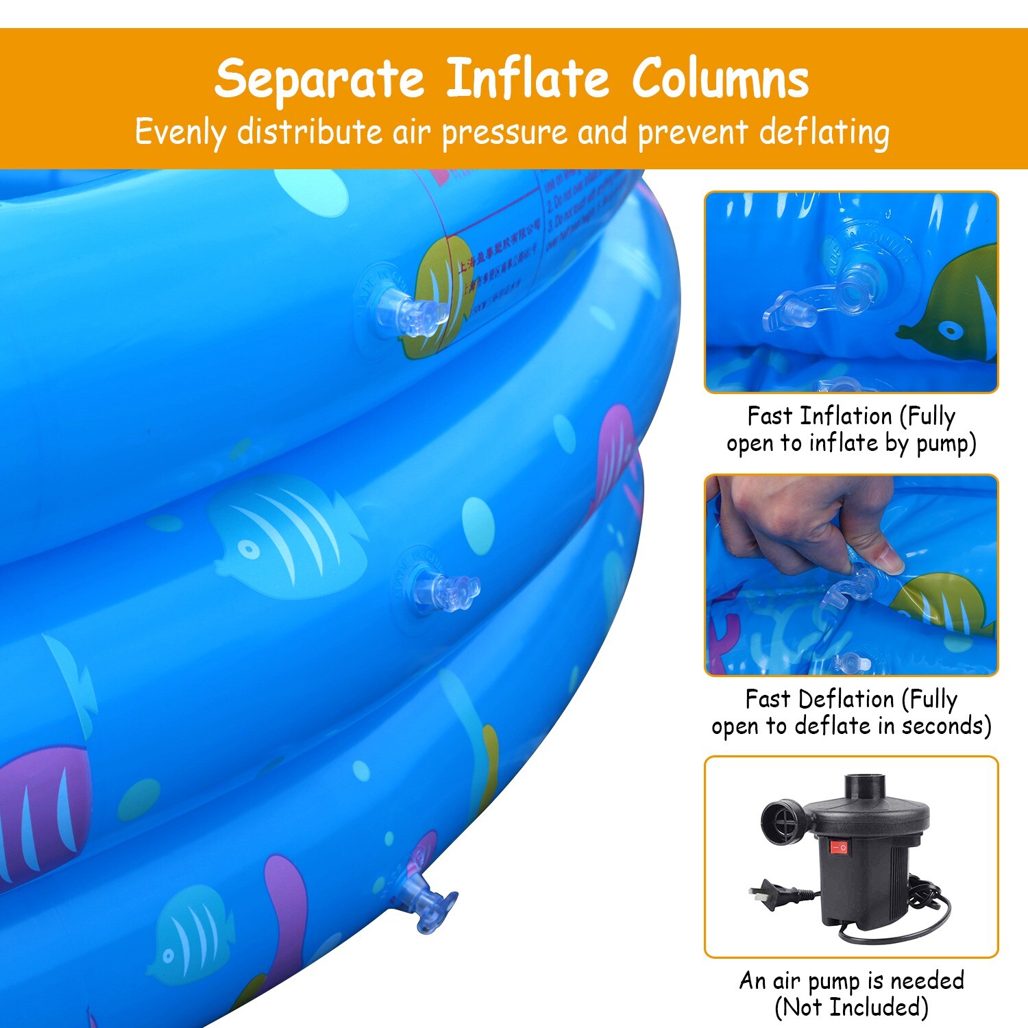 Kids Inflatable Swimming Pool Blow Up Children Family Yard Play Center Pool